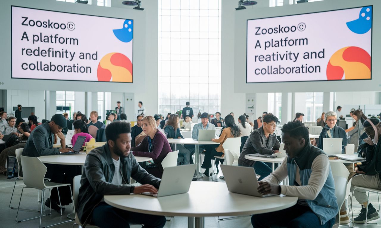 A futuristic platform embodying creativity, collaboration, and innovation, representing the core values of Zooskooñ.